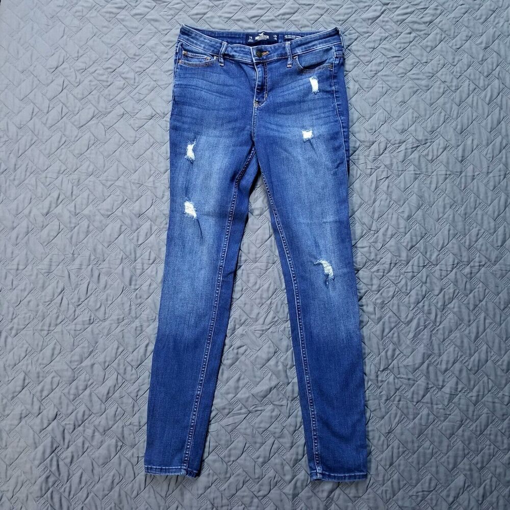 Hollister Jeans Womens 7R 28x30 Blue Mid Rise Super Skinny Classic Stretch Dark
